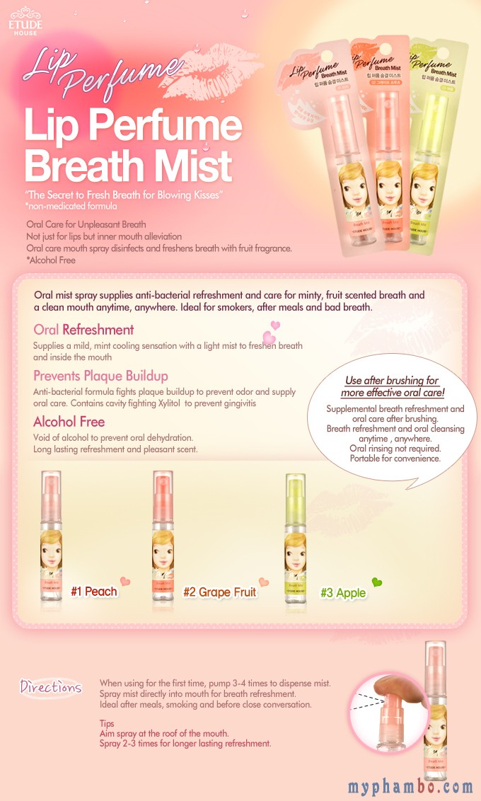 Xịt thơm miệng chống khuẩn Etude Lip Perfume Breath Mist