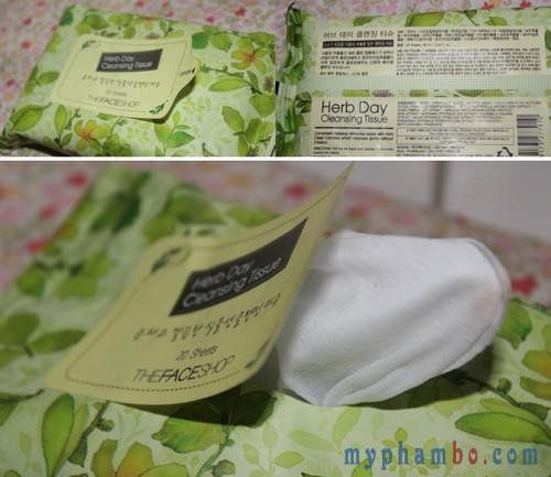 Khan uot tay trang Thefaceshop - Herbday cleansing tissue (3)