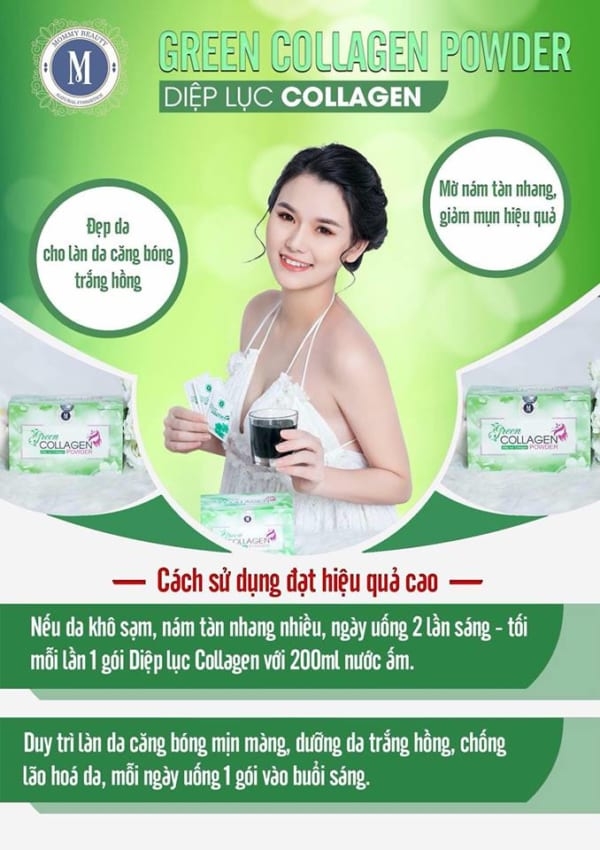 Diep luc Collagen (Green Collagen Powder) - dep da, chong lao hoa, can bang noi tiet (9)