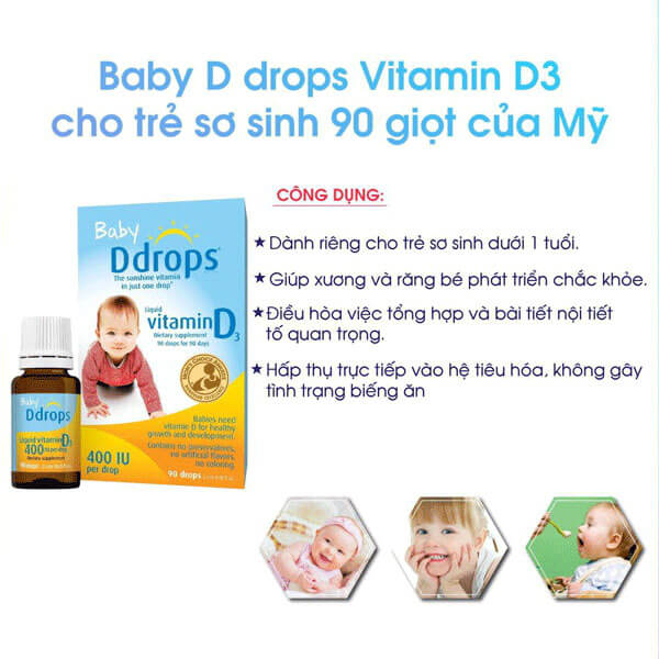 quy cách vitamin d3 Ddrops cho trẻ của mỹ