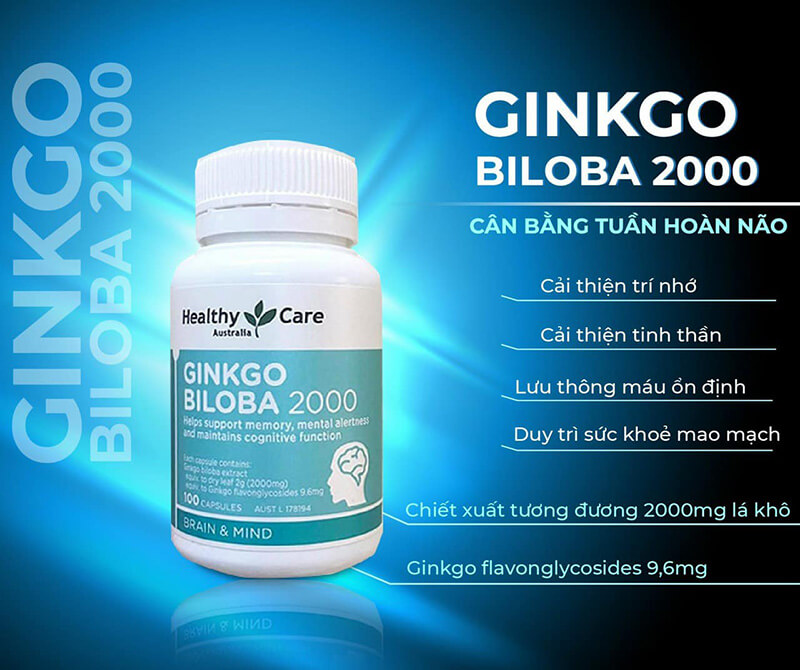Thành phần của Viên uống bổ não Healthy Care Ginkgo Biloba 2000mg 